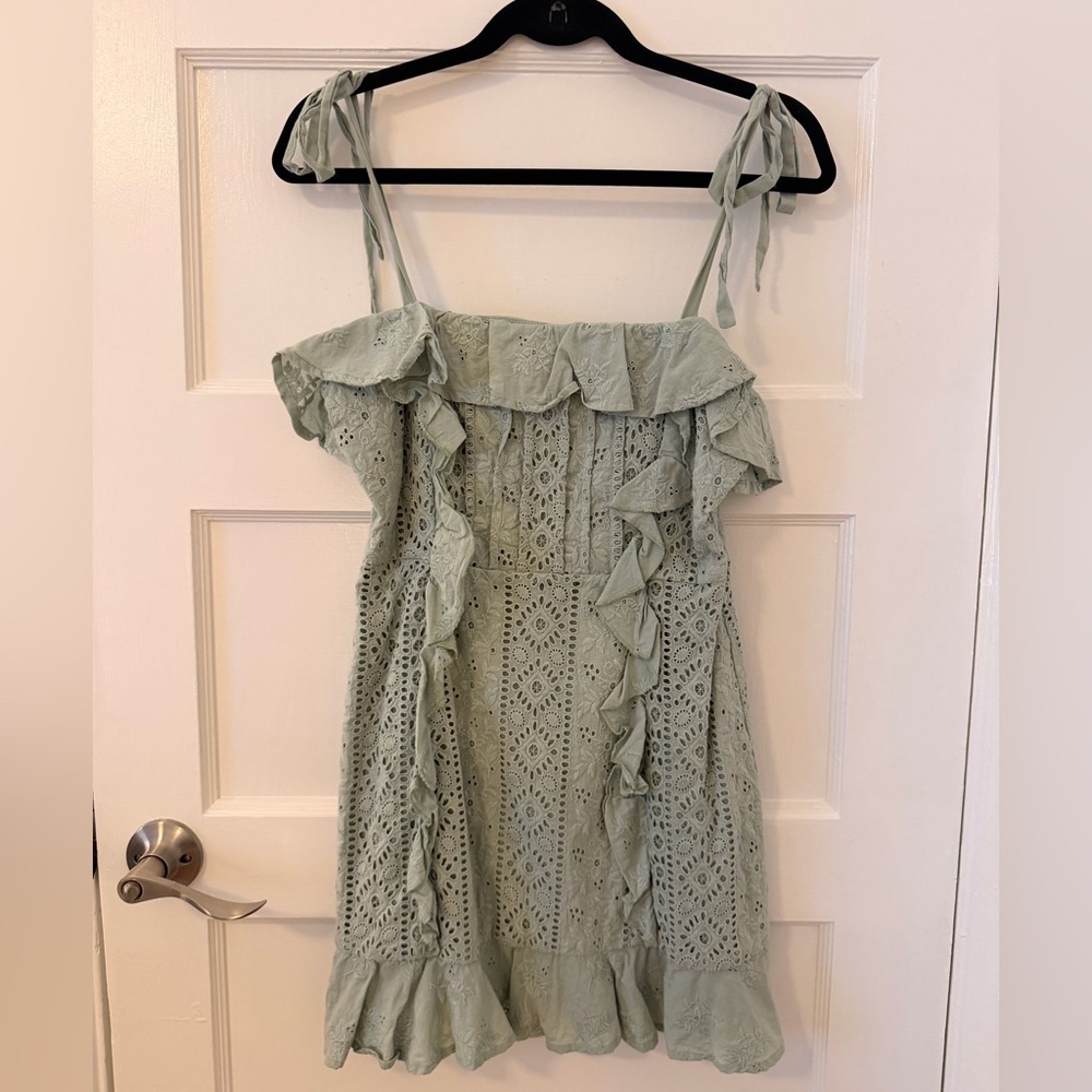 Sage Green Eyelet Ruffle Sundress
